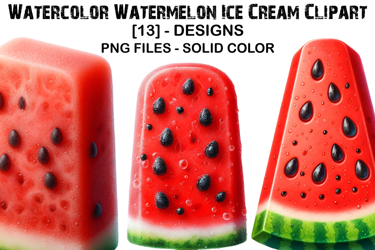 Watercolor Watermelon Ice Cream, an Illustration by GatewayDesign (Photo 1 of 3)