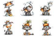 Whimsical Summer Animals Clipart, a Seasonal Illustration by fashionaddict (Thumbnail 5 of 7)
