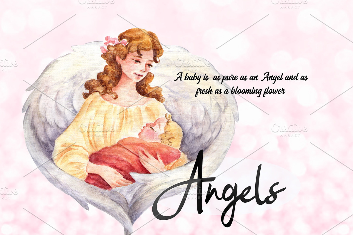 Cute Angels Clipart Images, an Illustration by Whimseez (Photo 2 of 3)