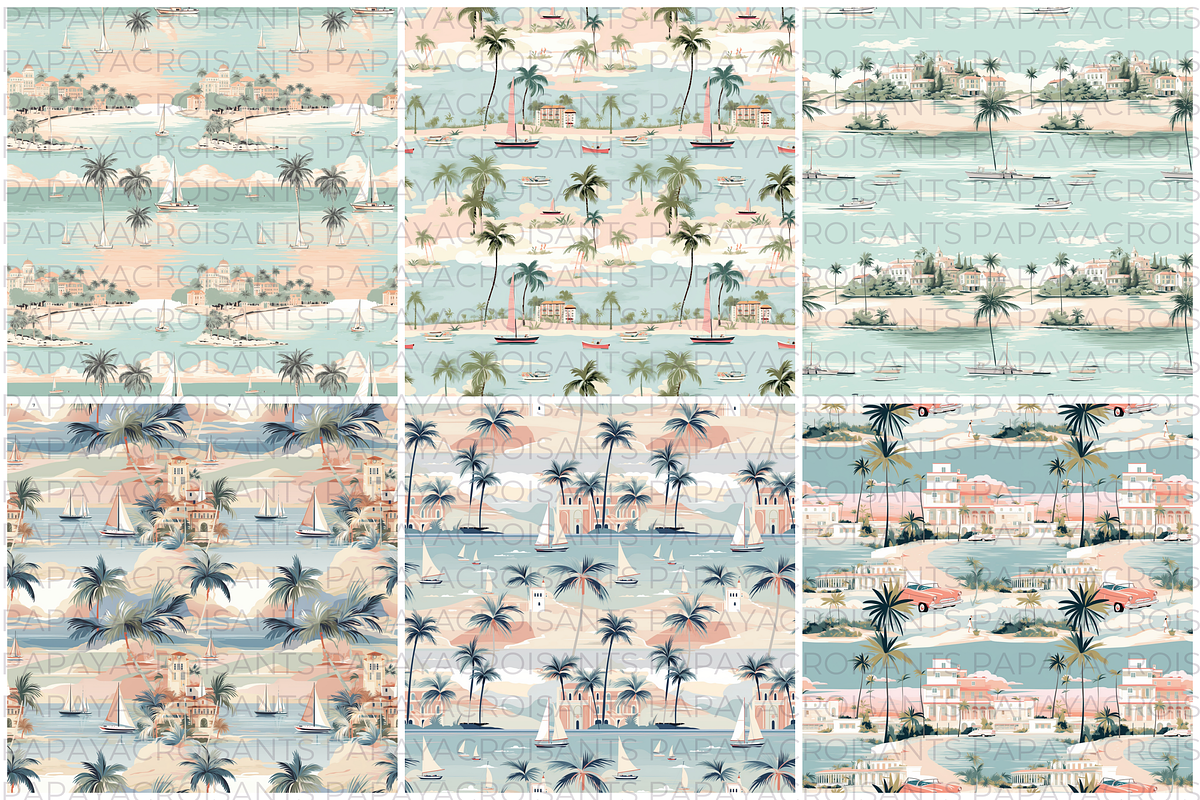 Palm Beach Toile Seamless Pattern, a Pattern Graphic by STUDIO CHOTI (Photo 3 of 9)