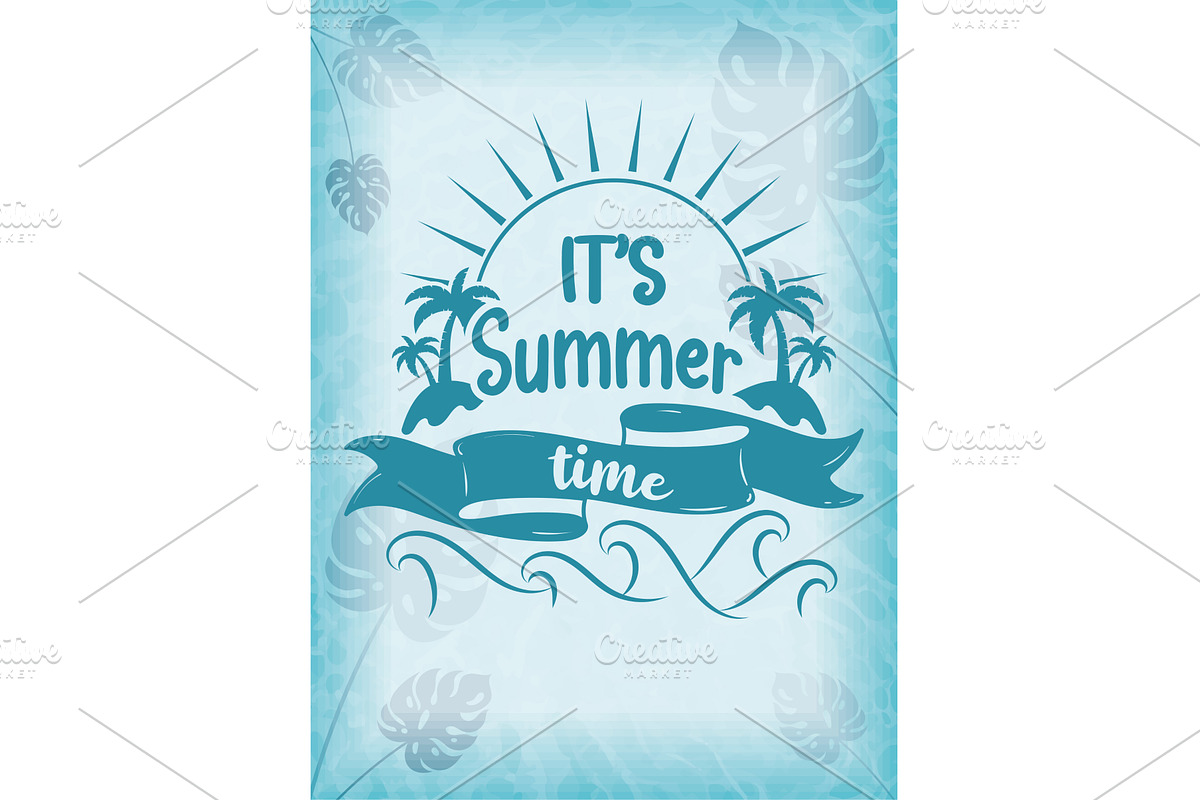 Its summer time poster with palms, an Object Illustration by studioDK