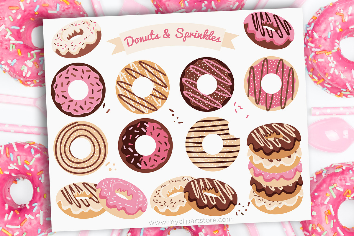 Donut Shop Clipart, Sweets, Candy, an Illustration by MyClipArtStore (Photo 1 of 5)