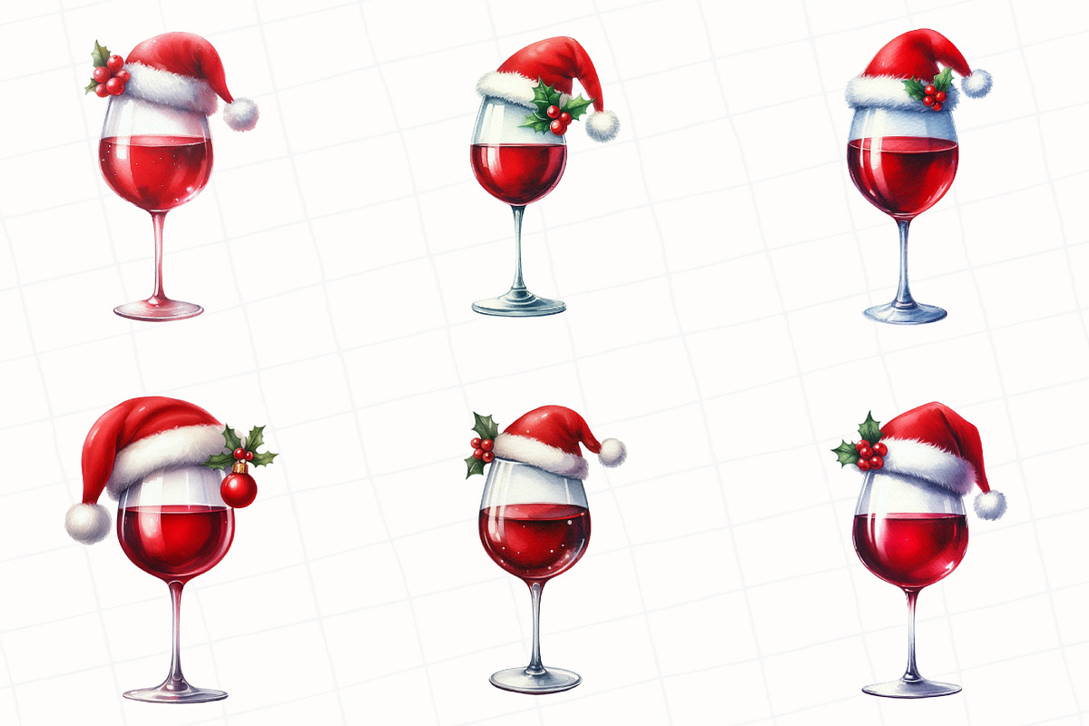 Christmas Red Wine Clipart, an Illustration by OK Design (Photo 5 of 5)