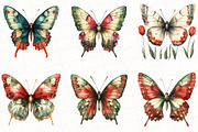 Christmas Butterfly Clipart, an Illustration by OK Design (Thumbnail 2 of 5)