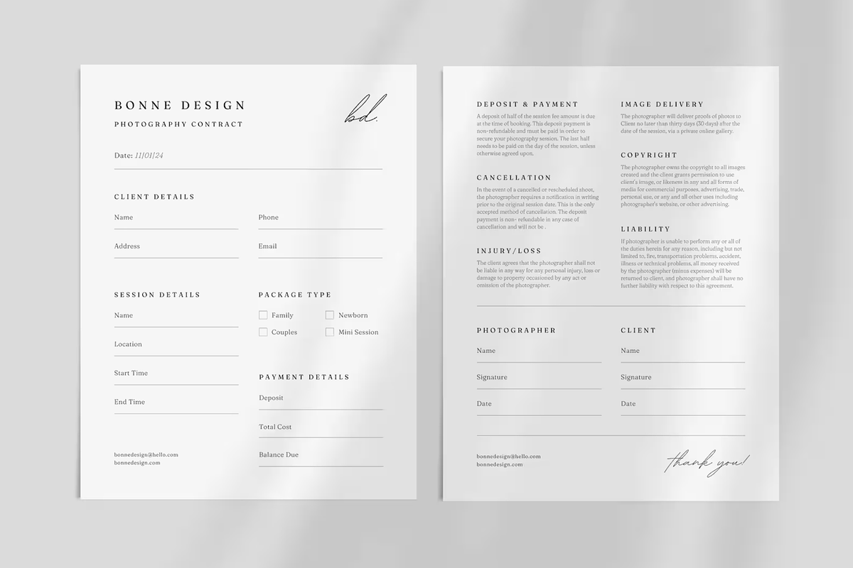 Photographer Forms Bundle Canva, a Marketing Template by frommakertomaker (Photo 5 of 13)