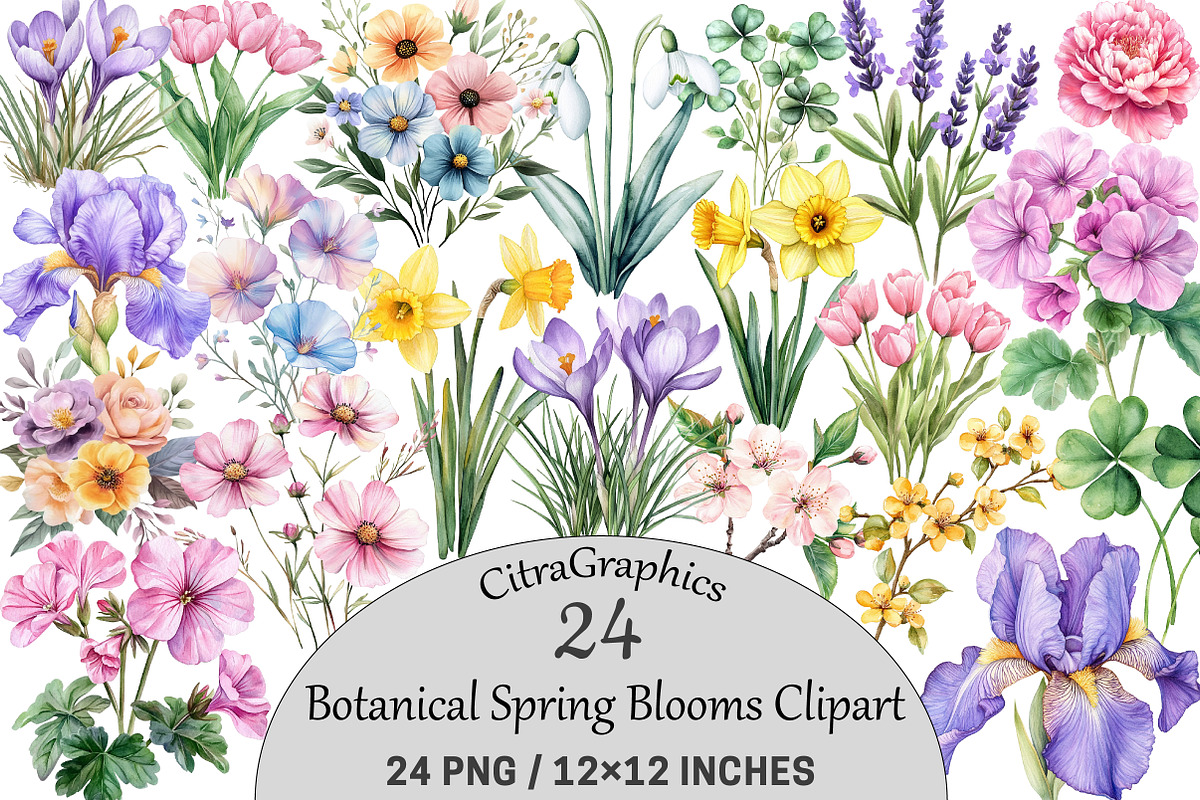 Botanical Spring Blooms Png, an Illustration by CitraGraphics (Photo 1 of 5)