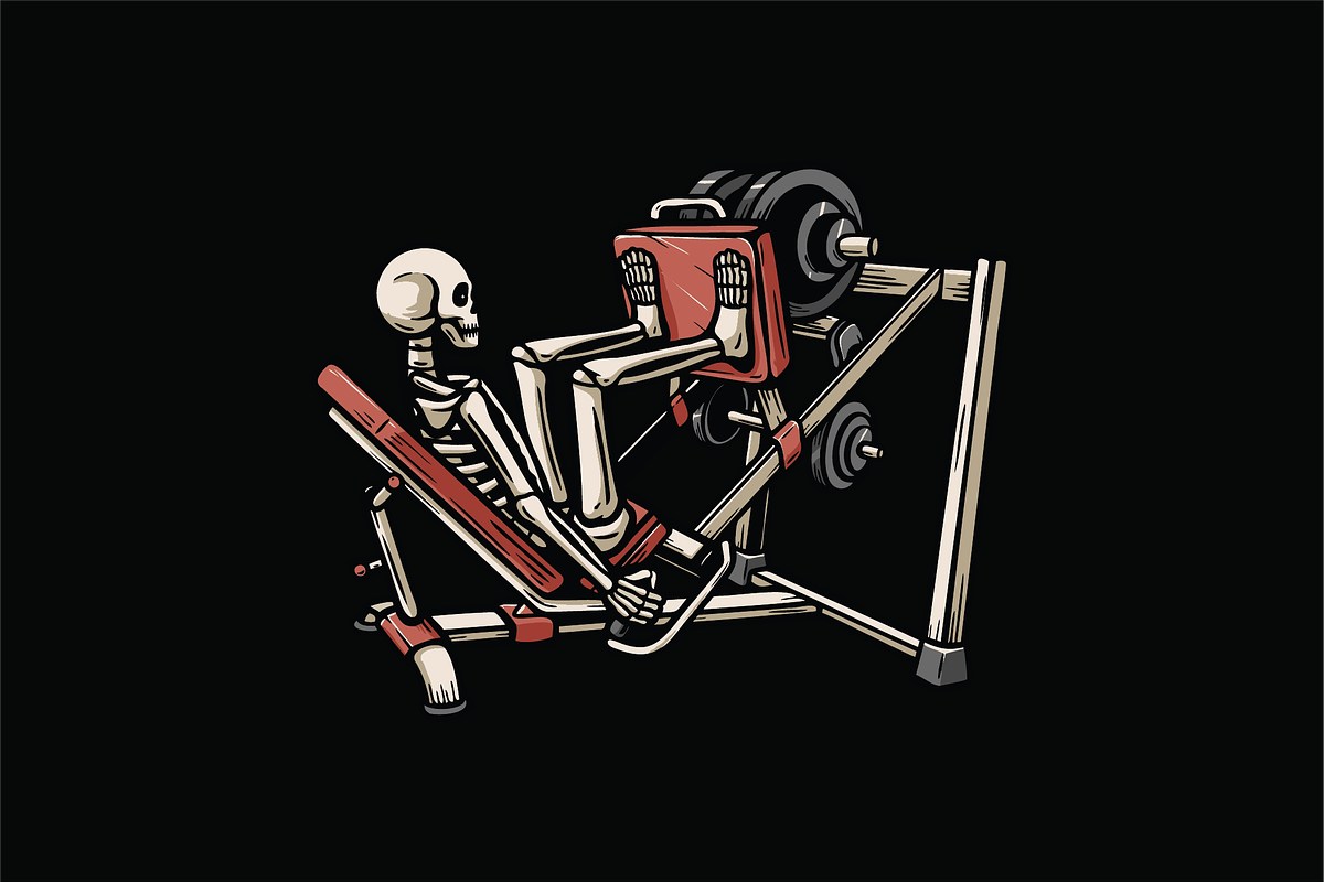 Skeleton with Dumbbells, an Object Illustration by nomlimo.com (Photo 1 of 3)
