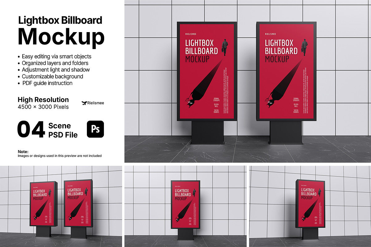 Lightbox Billboard Mockup Bundle Set, an Advertising Mockup by Rielismee (Photo 1 of 5)