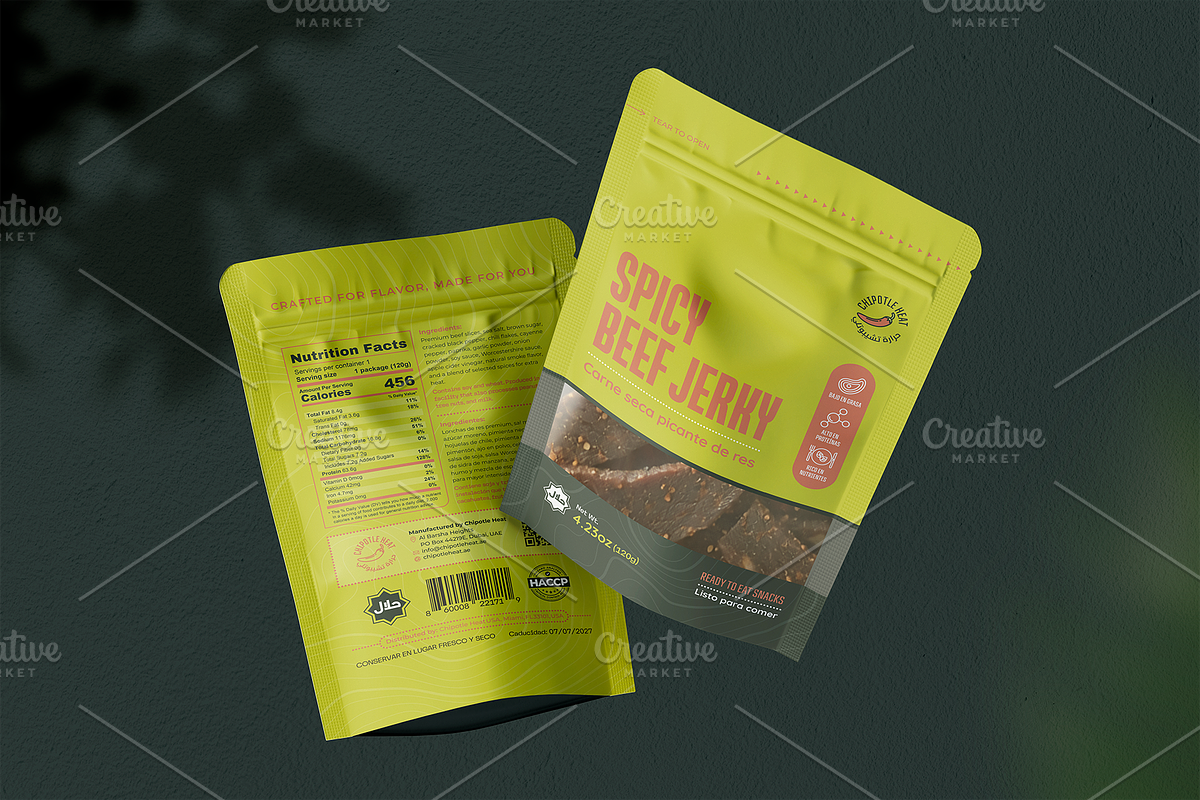Spicy Beef Jerky Pouch Template US, a Marketing Template by fisihsani (Photo 3 of 6)