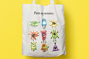 Watercolor Funny Monsters Set, an Illustration by WBS Design (Thumbnail 6 of 6)