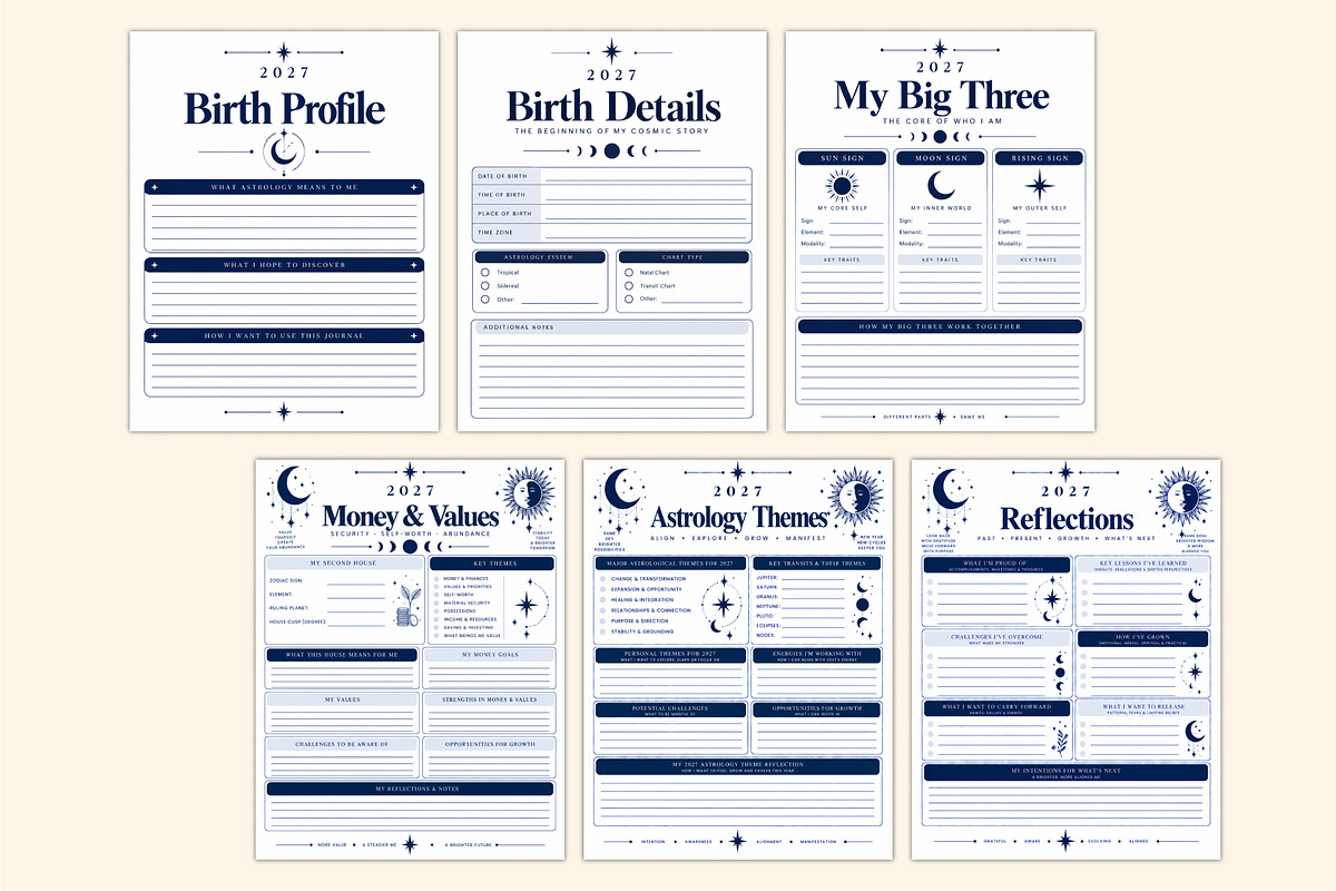 2027 Astrology Birth Chart Journal, a Stationery Template by Shumaya (Photo 3 of 4)