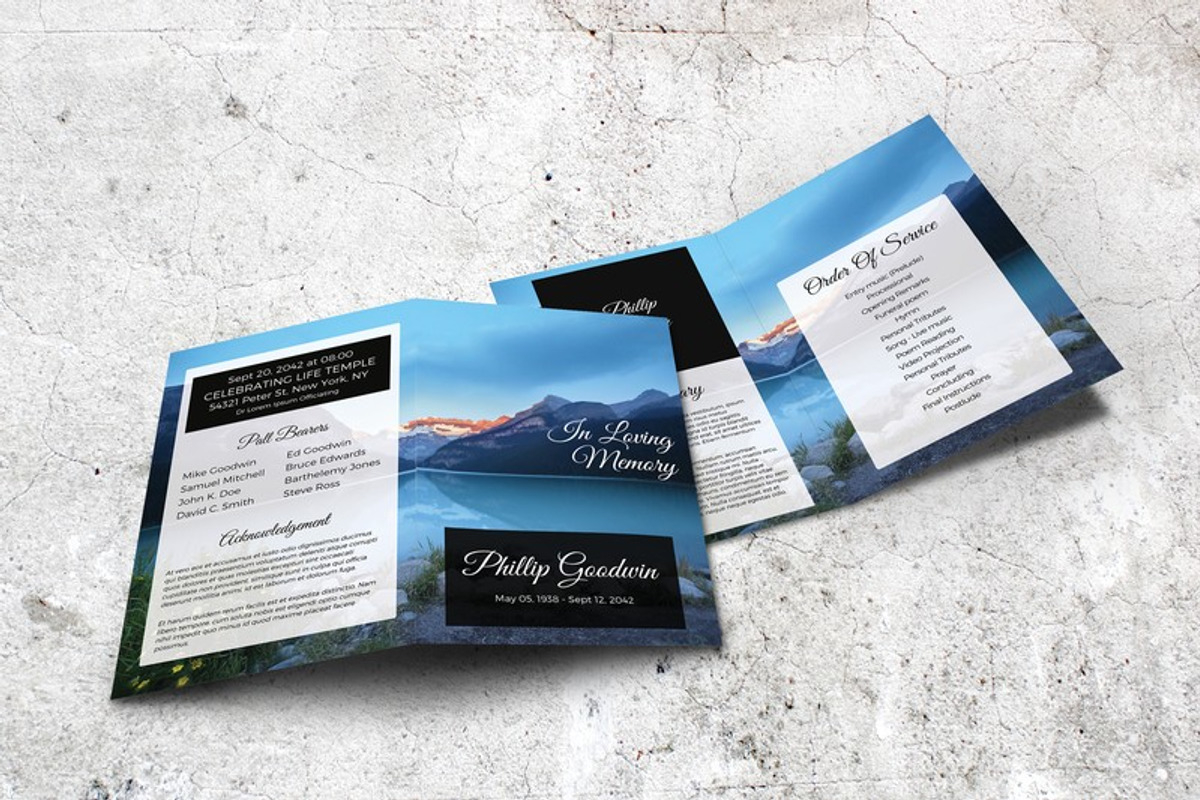Lake Printable Memorial Program, a Brochure Template by Final Tribute (Photo 2 of 5)