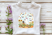 Halloween Fall Ghost Cat Flowers Aut, an Illustration by DreamArtGraphic (Thumbnail 4 of 4)