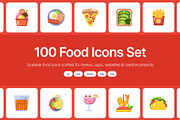 100 Food Flat Icons, an Emoji Icon by Prosymbols (Thumbnail 1 of 11)