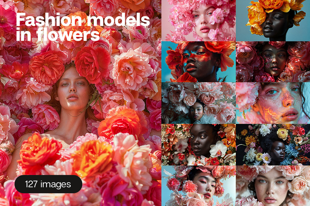 127 Fashion models in flowers, a Beauty & Fashion Photo by Handmadefont (Photo 1 of 15)