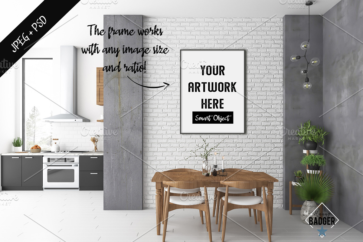 Frame mockup - kitchen mockup, a Print Template by Hunny Badger