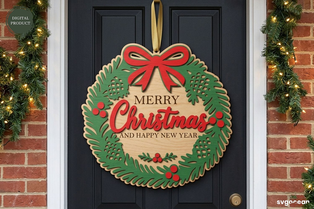 Christmas Door Sign Svg Bundle, a Decorative Illustration by svgocean (Photo 8 of 11)