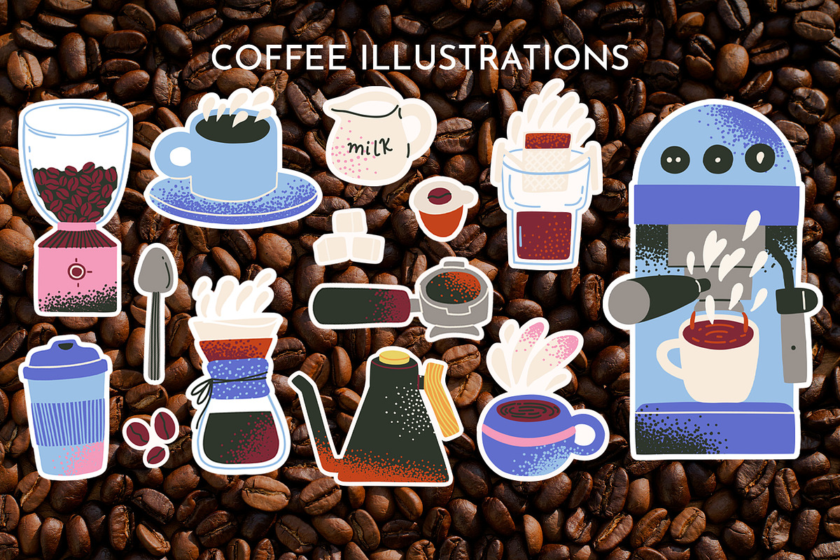 BOLD COFFEE: clipart, stickers, a Food Illustration by Elliko shop (Photo 8 of 9)