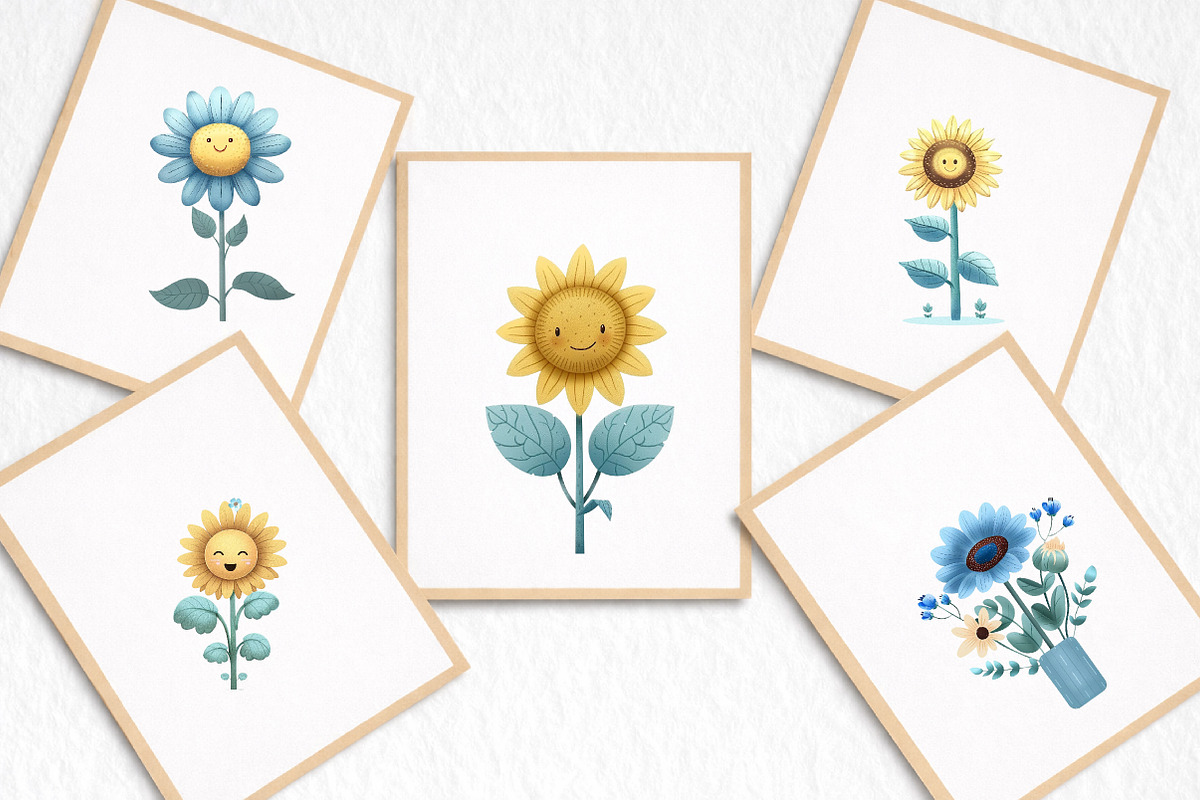 Whimsical Sunflower Summer Clipart, an Illustration by DreamArtGraphic (Photo 8 of 8)
