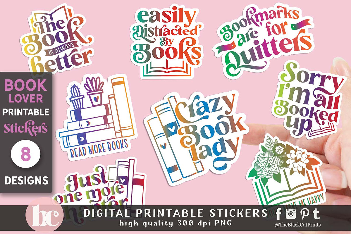 Funny Book Stickers PNG EPS, a Technology Illustration by TheBlackCatPrints (Photo 1 of 2)