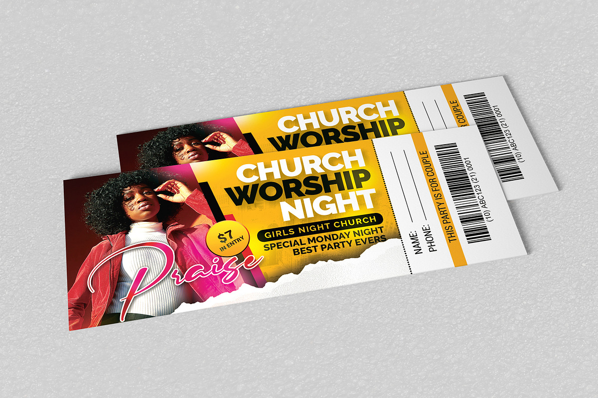 Church Praise Tickets Pass, a Card Template by Psd Templates (Photo 2 of 3)