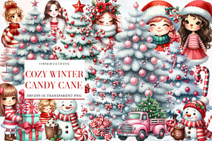 Cozy Winter Candy Cane Clipart, an Illustration by Designworld