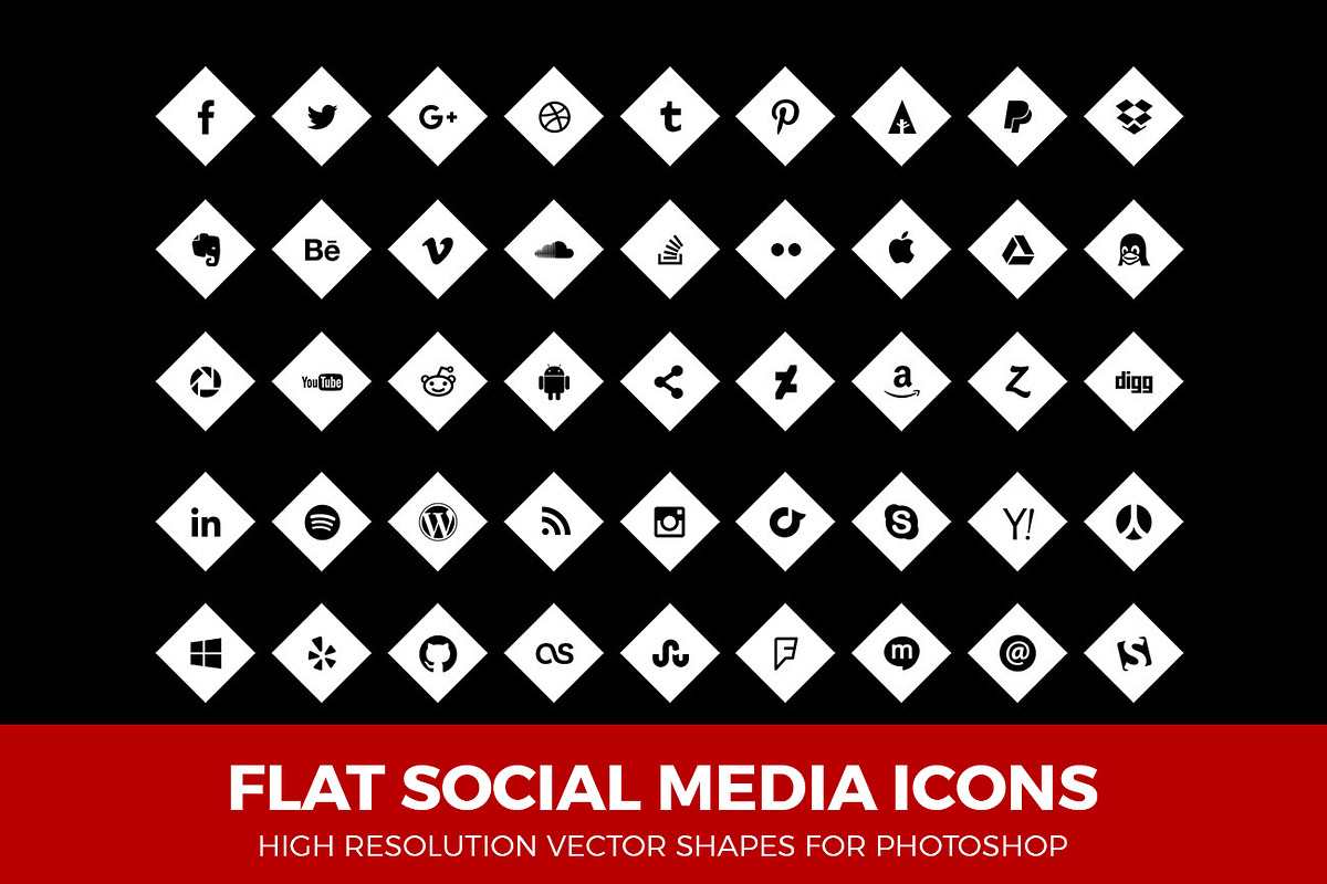 Social Media Icons Diamond White, an Icon by Design Bits