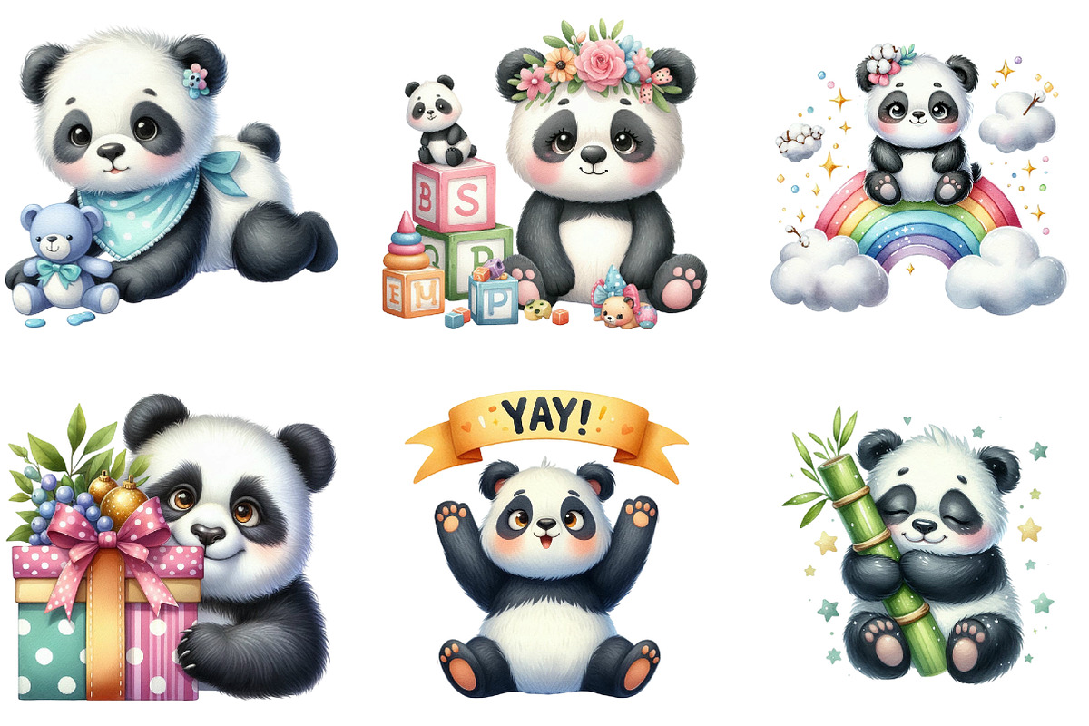 Panda, Baby Panda, Little Panda Clip, an Illustration by DreamArtGraphic (Photo 4 of 5)