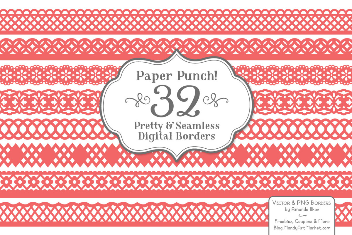 Coral Lace Borders Clipart & Vectors, an Illustration by Amanda Ilkov (Photo 1 of 5)