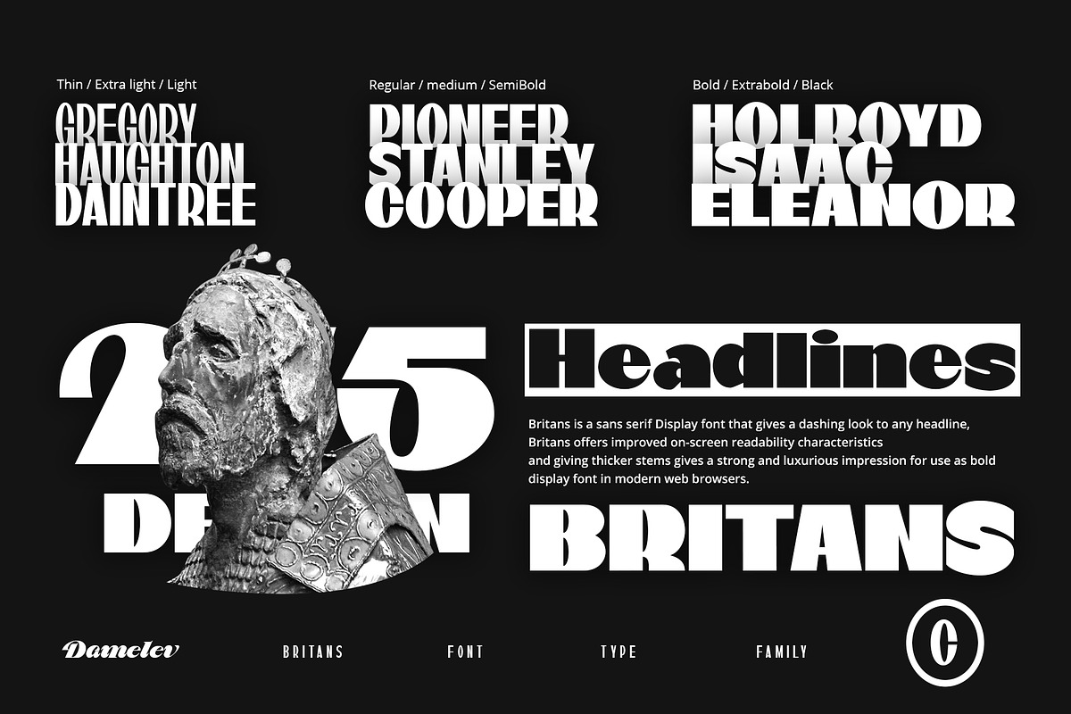 Britans Font, a Sans Serif Font by Damelev (Photo 4 of 11)