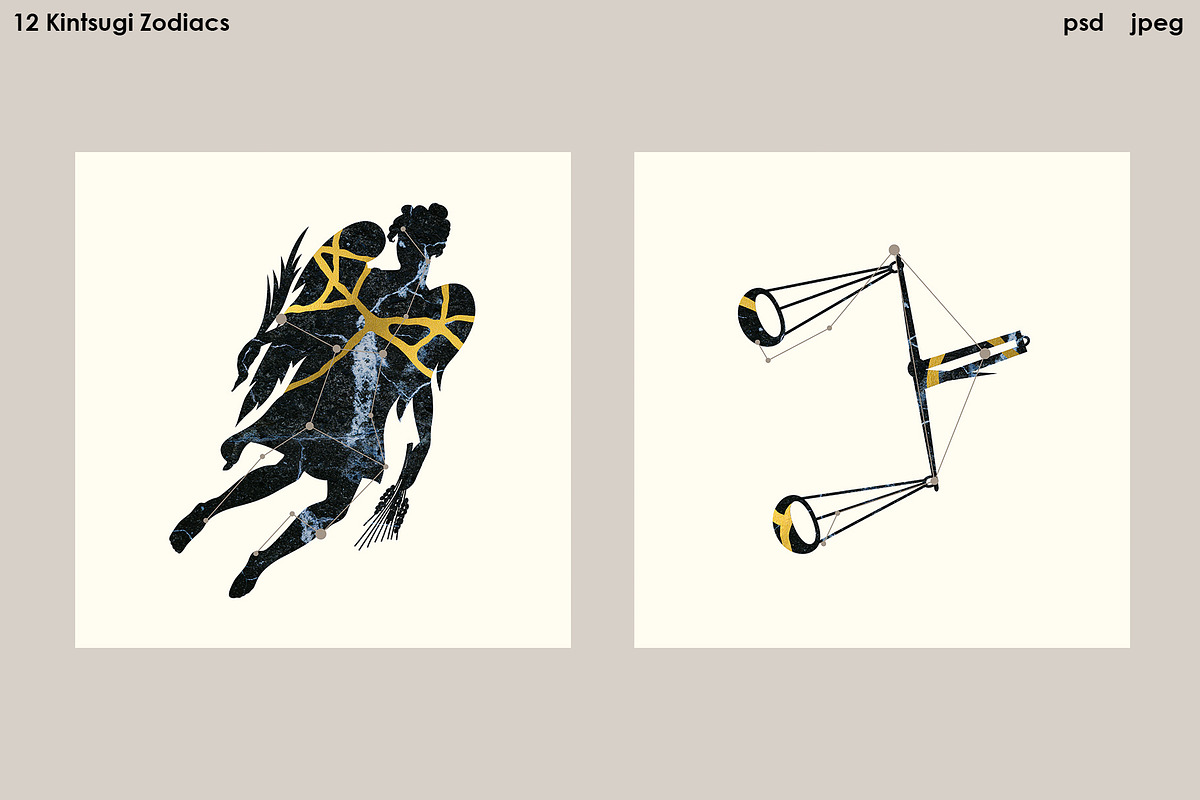 Kintsugi Zodiacs Vol.2 - PSD, JPEG, an Object Illustration by Kessens (Photo 8 of 9)