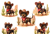 Vintage Cowboy Dog Clipart Bundle, an Animal Illustration by Design Scotch (Thumbnail 3 of 8)