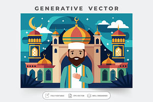 A man in traditional attire stands a, a Graphic by SouravDesign