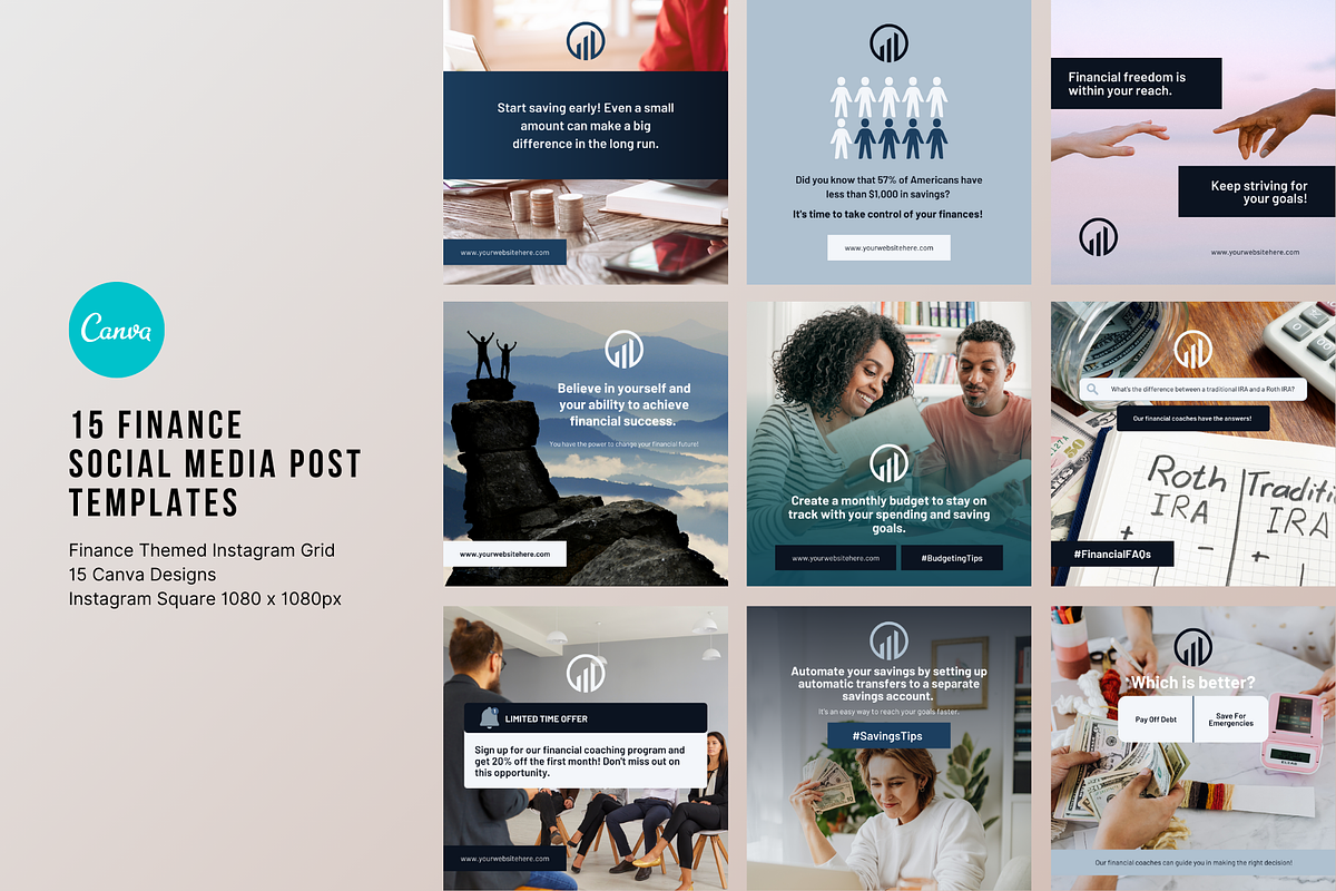 15 Finance Social Media Templates, a Social Media Template by Sincerely Media (Photo 1 of 9)