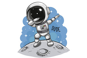 Cute Cartoon dancing astronaut