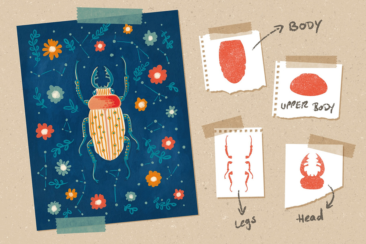 Lovely Bugs for Procreate, a Brush Add-On by PrettyLittlePigs (Photo 3 of 7)