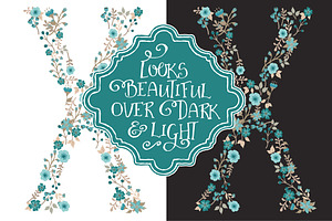 Vintage Blue Floral Alphabet