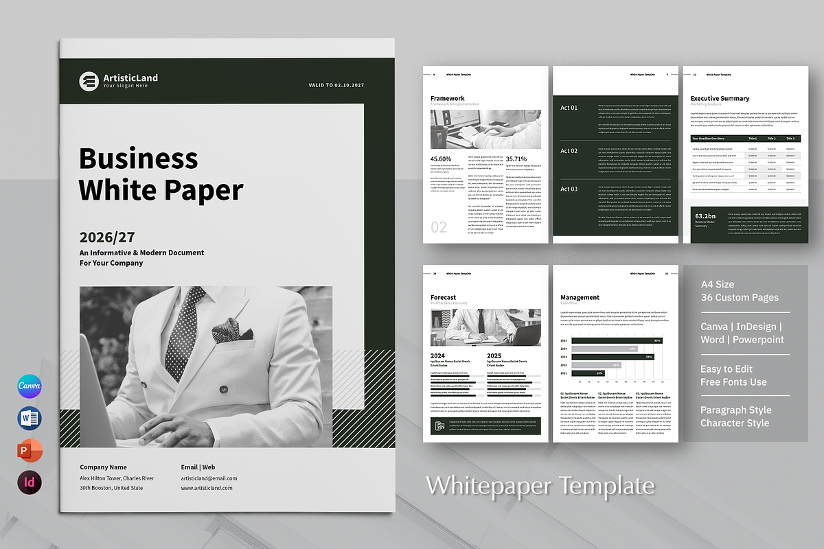 White Paper | Canva, Word, PPTX, InD, a Brochure Template by ArtisticLand (Photo 3 of 14)