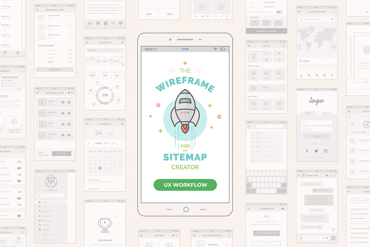 Mobile Wireframe and Sitemap Creator, a Wireframe Template by Sargatal (Photo 1 of 8)