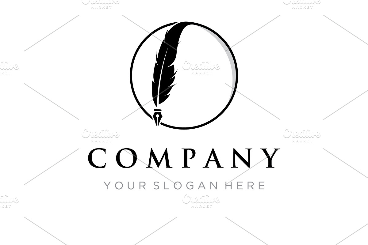 Vintage quill pen feather logo, a Branding & Logo Template by LOGOCREATIVE