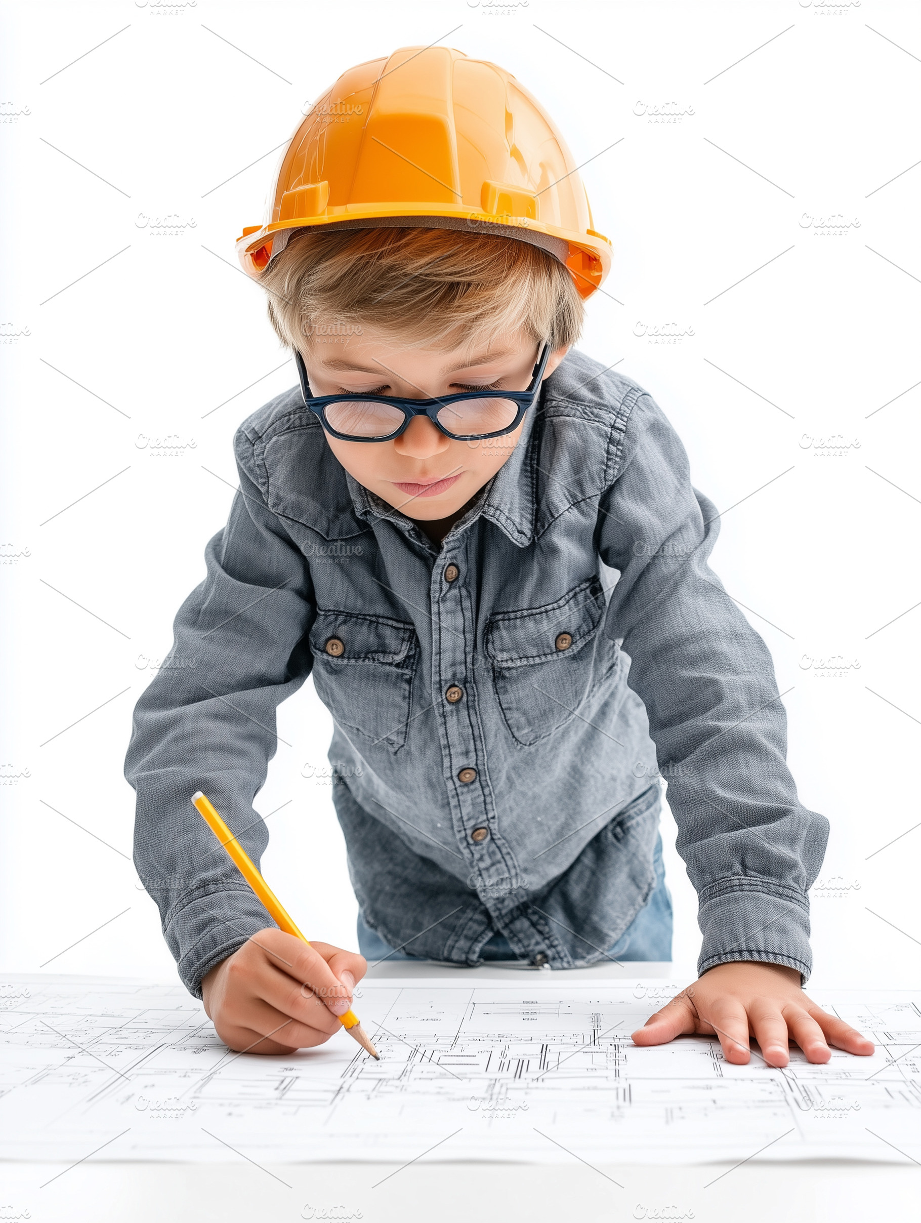 Cute little boy in safety helmet and, an Architecture Photo by MistyDay