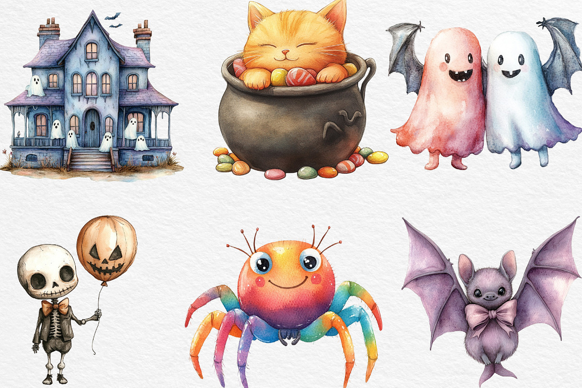 Cute Halloween Sublimation Clipart, an Illustration by Black Bird Studio (Photo 5 of 6)