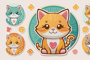 Adorable cat sticker, an Animal Illustration by graphics city