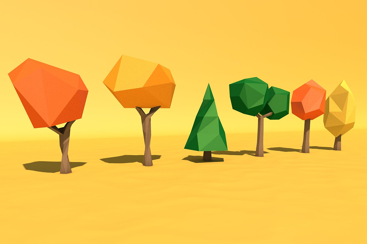 6 Low Poly Trees, an Environmental 3D Model by 3DTreatment (Photo 2 of 2)