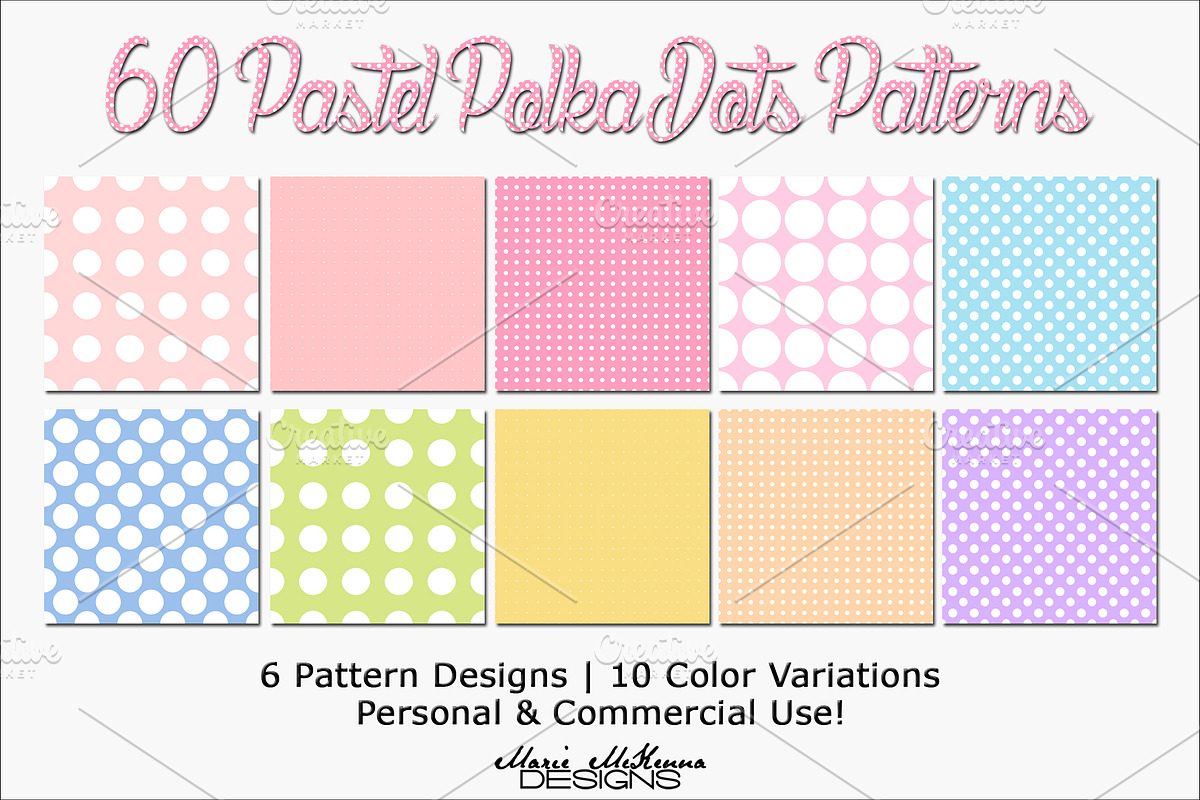 Pastel Polka Dots I, a Pattern Graphic by MarieMcKennaDesigns (Photo 2 of 3)