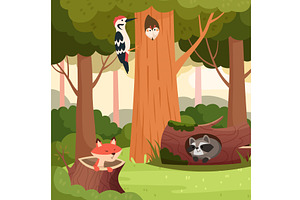 Wood animals. raccoon fox and, an Animal Illustration by Onyx