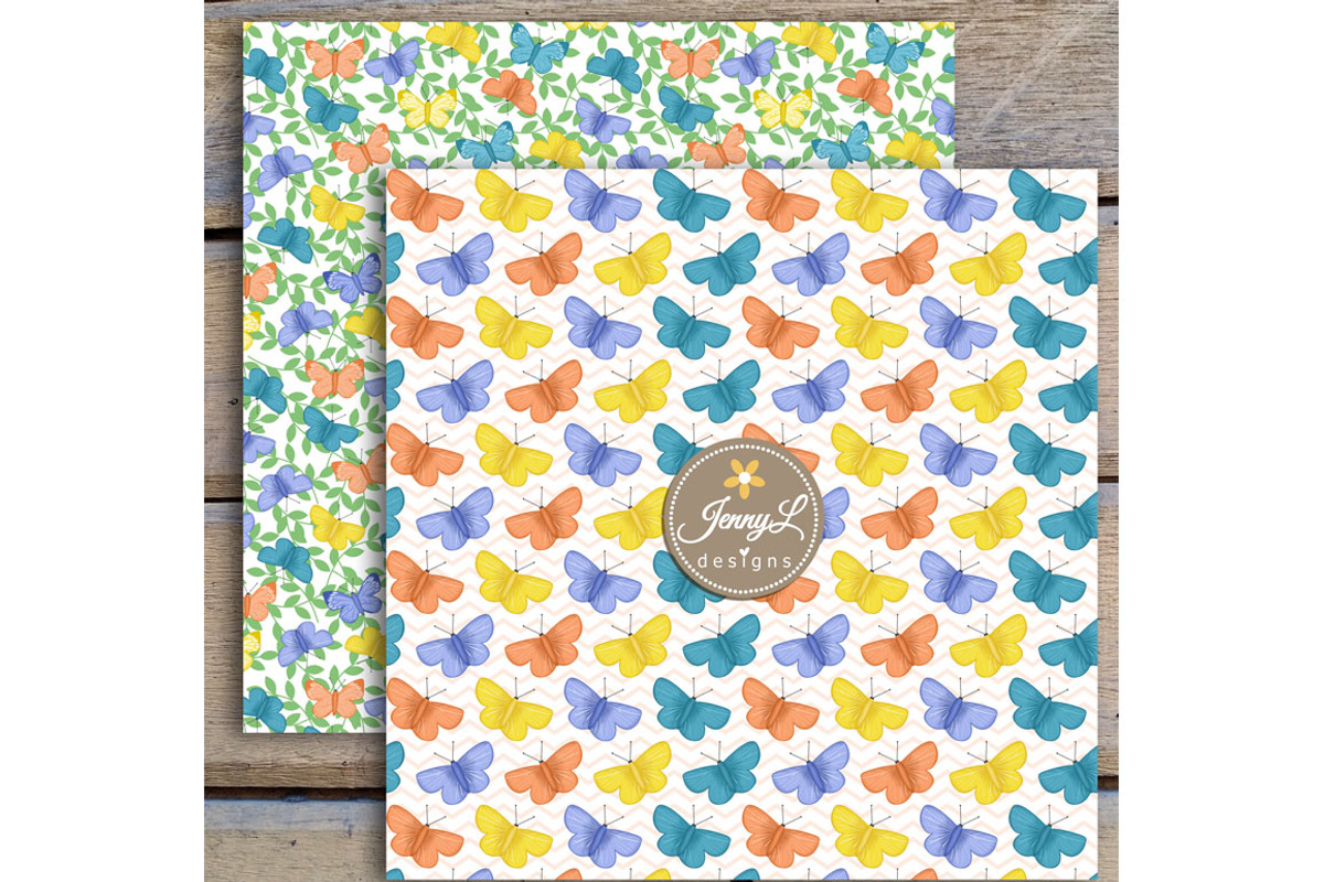 Butterflies Digital Papers & Clipart, a Pattern Graphic by JennyL Designs (Photo 9 of 9)