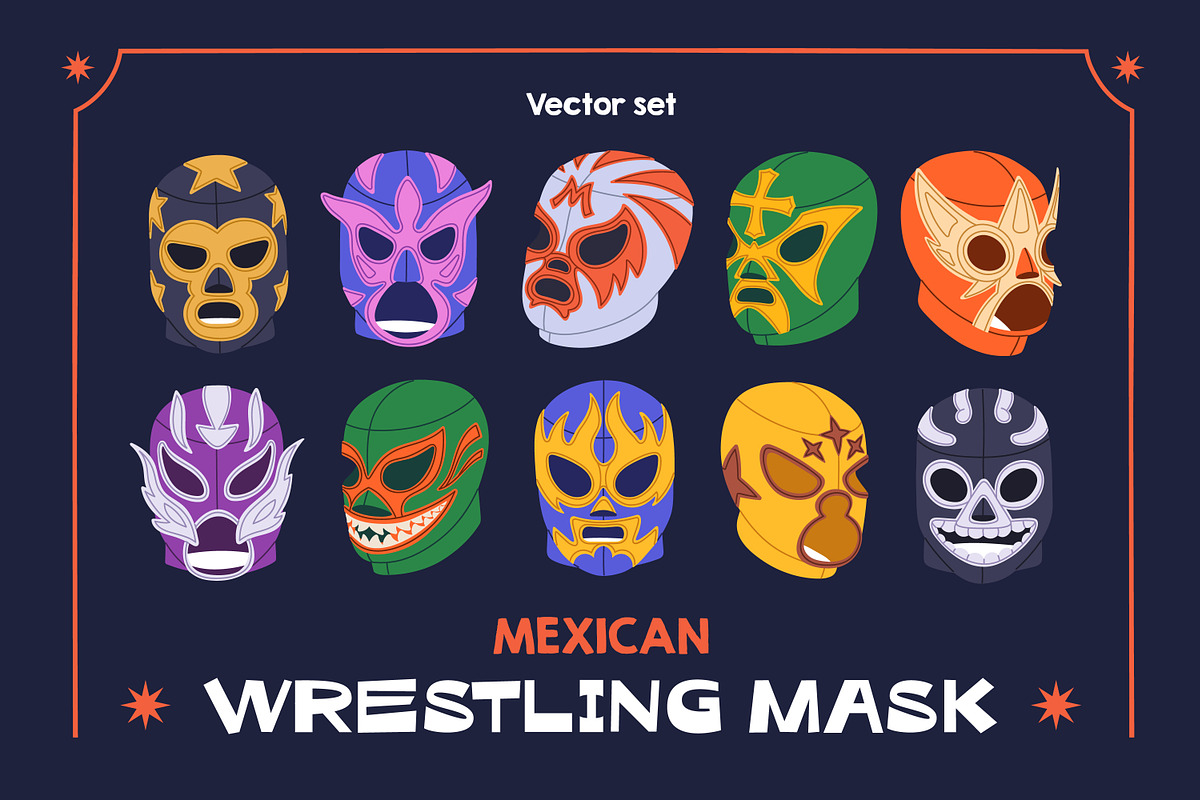 Mexican luchador masks set, a Sport Illustration by Good Studio (Photo 1 of 6)