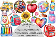 Preppy Back to School Clipart PNG, a Seasonal Illustration by CitraGraphics (Thumbnail 1 of 4)