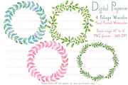 Printable Watercolor Foliage Wreaths, an Illustration by Digital Paperie (Thumbnail 1 of 2)